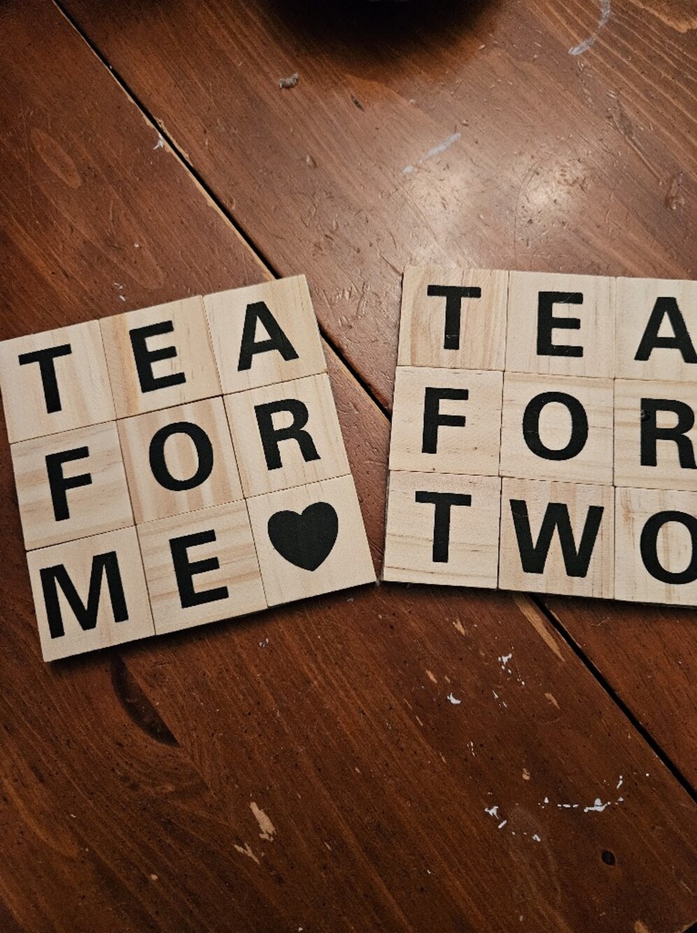 Handcrafted Wooden Letter Tile Coasters